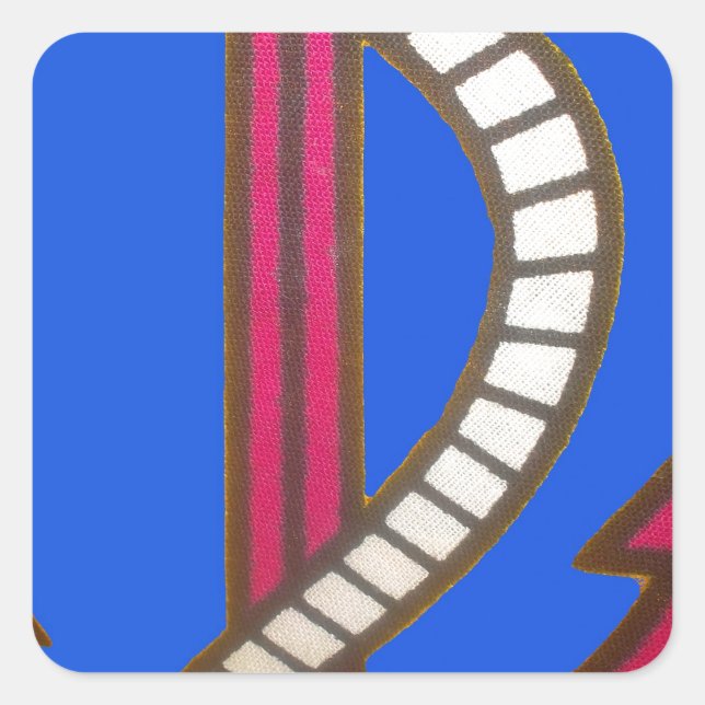 Pegatina Cuadrada Impresión de arte de ancla roja (Anverso)