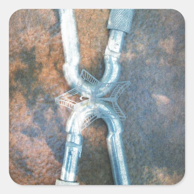 Pegatina Cuadrada Impresión de arte de carabiners vinculados (Anverso)