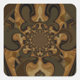 Pegatina Cuadrada Impresión de arte de Coffee Brown Fluid Kaleidosco