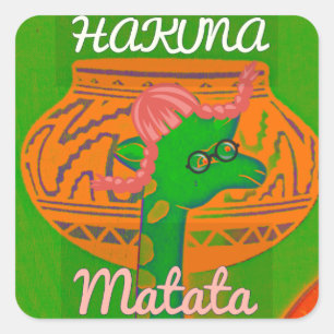 Pegatina Cuadrada Impresión de arte de Hakuna Giraffe