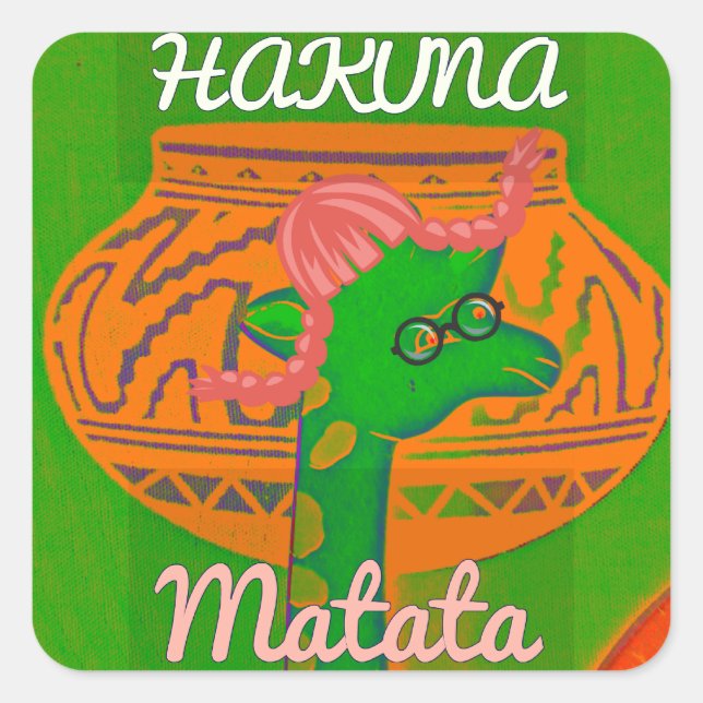 Pegatina Cuadrada Impresión de arte de Hakuna Giraffe (Anverso)