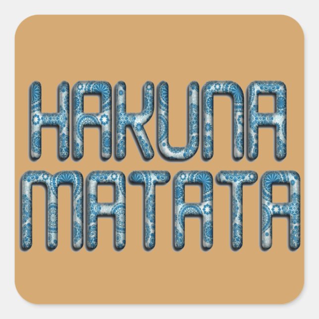 Pegatina Cuadrada Impresión de arte de Hakuna Matata 3D (Anverso)