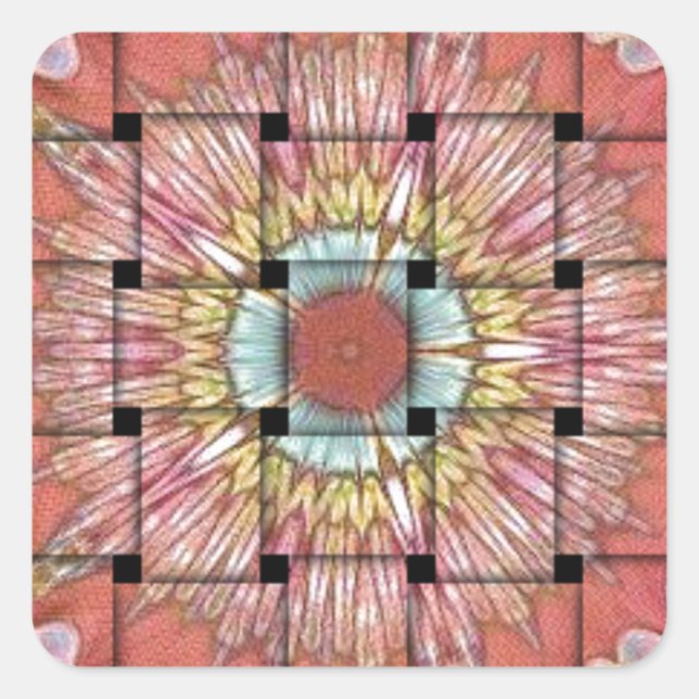 Pegatina Cuadrada Impresión de arte de inspiración africana - Diseño (Anverso)