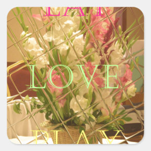 Pegatina Cuadrada Impresión de arte de los floros reflejados