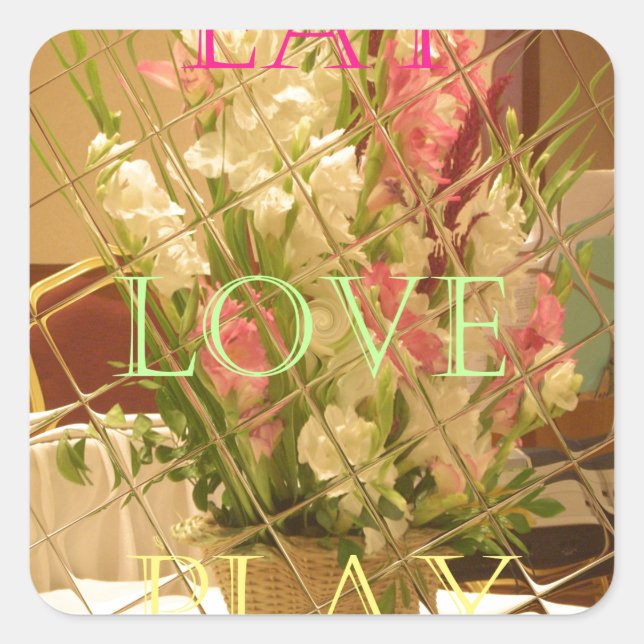 Pegatina Cuadrada Impresión de arte de los floros reflejados (Anverso)