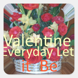 Pegatina Cuadrada Impresión de arte el día de San Valentín