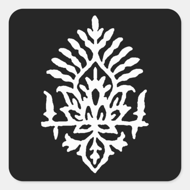 Pegatina Cuadrada Impresión de bloques Boho India (Anverso)