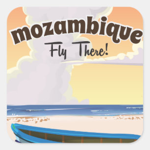 Pegatina Cuadrada impresión de cartel de viaje a Mozambique