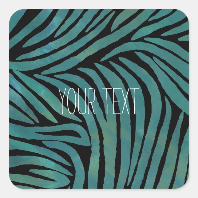 Pegatina Cuadrada Impresión de cebra verde azulada (Anverso)