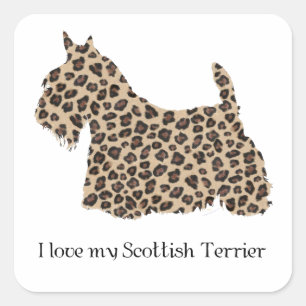 Pegatina Cuadrada Impresión de Cheetah Terrier de Escocia