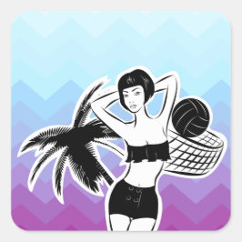 Pegatina Cuadrada Impresión de Chevron de Sunset Resort