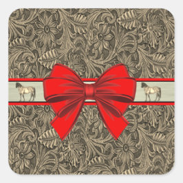 Pegatina Cuadrada Impresión de cuero con herramientas de imitación d