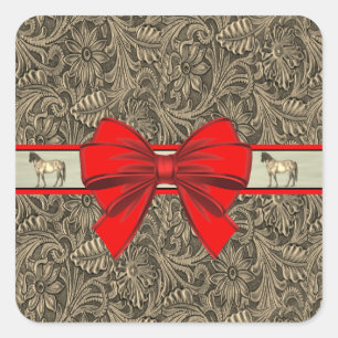 Pegatina Cuadrada Impresión de cuero con herramientas de imitación d