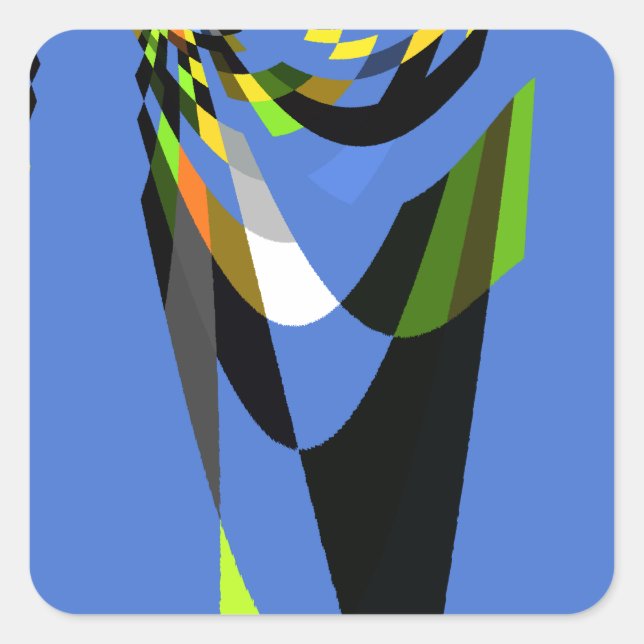 Pegatina Cuadrada Impresión de dibujos animados con motivos tribales (Anverso)