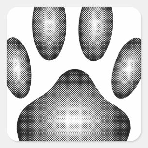 Pegatina Cuadrada Impresión de garras de perro en gradientes blancos