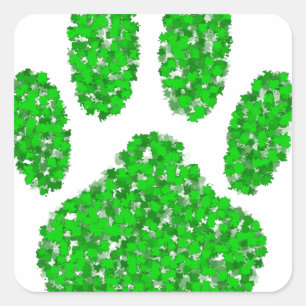 Pegatina Cuadrada Impresión de hojas de perro de follaje verde
