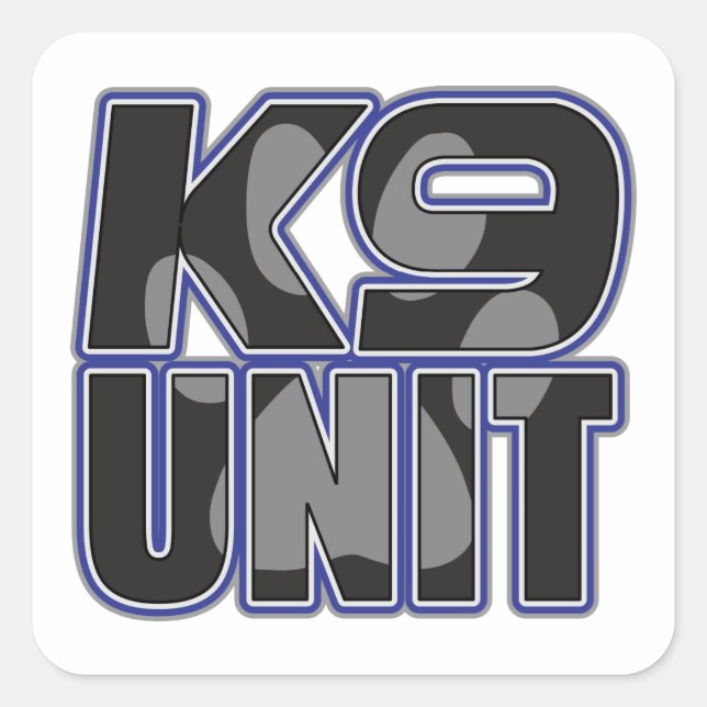 Pegatina Cuadrada Impresión de la unidad K9 de la policía (Anverso)