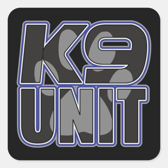 Pegatina Cuadrada Impresión de la unidad K9 de la policía (Anverso)