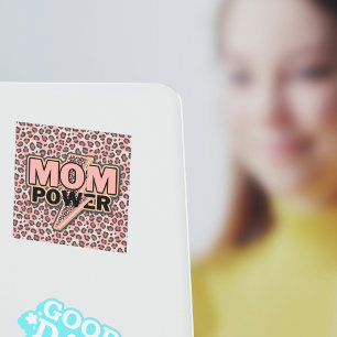 Pegatina Cuadrada Impresión de leopardo rosa de Mamá Power