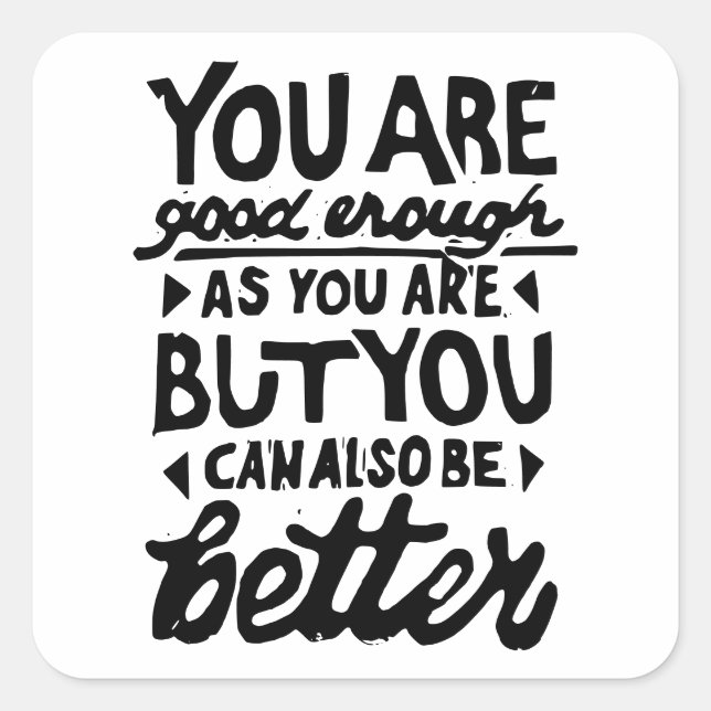 Pegatina Cuadrada Impresión de línea de cotización motivadora (Anverso)