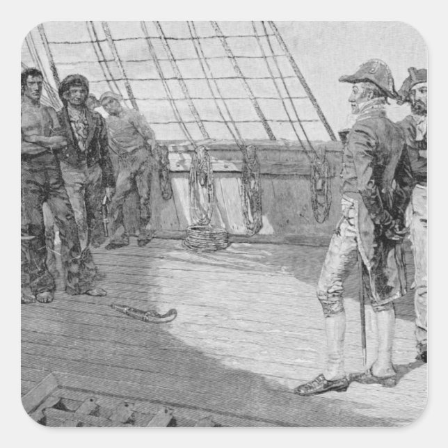 Pegatina Cuadrada Impresión de los marineros norteamericanos (Anverso)