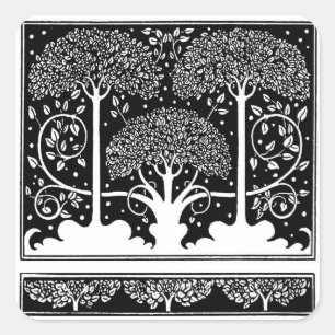 Pegatina Cuadrada Impresión de patrón de árbol Art Nouveau de Aubrey