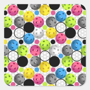 Pegatina Cuadrada Impresión de Pickleball