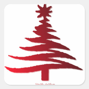 Pegatina Cuadrada Impresión de plantilla de árbol de Navidad moderno