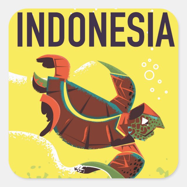 Pegatina Cuadrada Impresión de Poster de viajes de cosecha indonesia (Anverso)