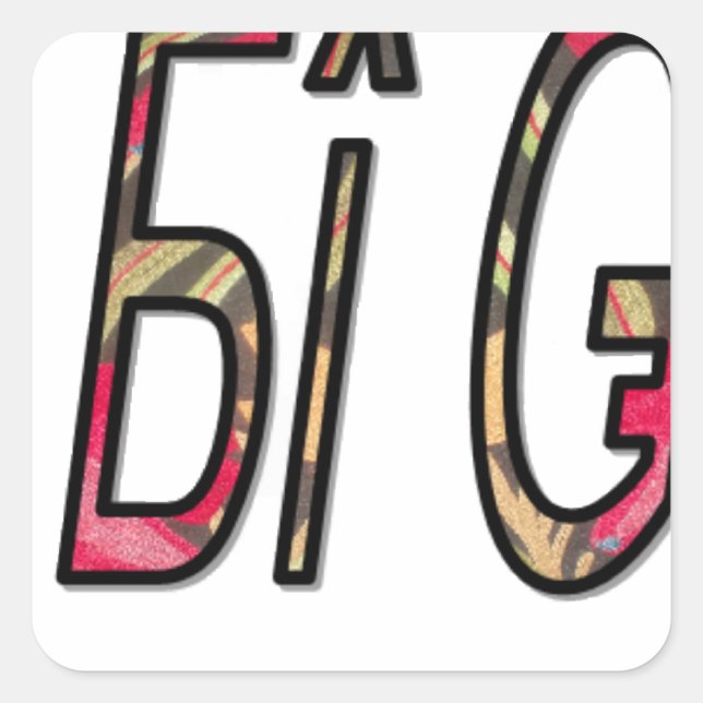 Pegatina Cuadrada Impresión de texto bigiji (Anverso)