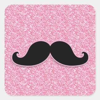 PEGATINA CUADRADA IMPRESIÓN DE UNA PURPURINA ROSA DE MUSTACHE DE COL