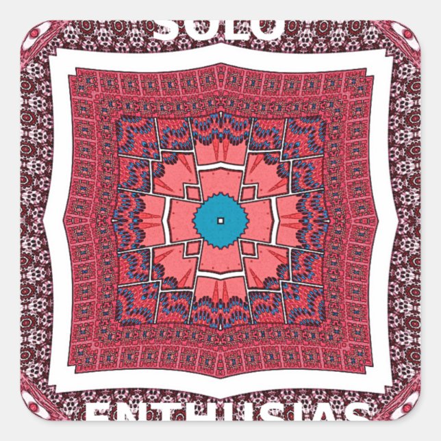 Pegatina Cuadrada Impresión del arte del patrón de Ajrak tradicional (Anverso)