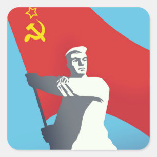 Pegatina Cuadrada Impresión del arte del vintage del trabajador de