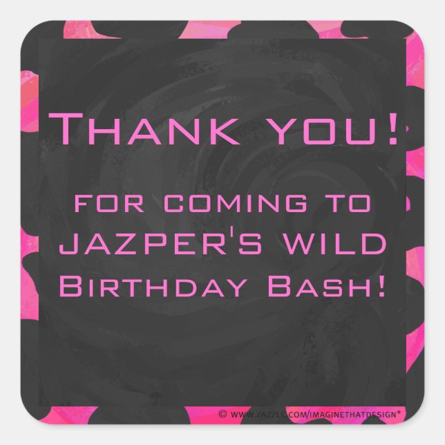 Pegatina Cuadrada Impresión en blanco y negro de vaca monogramo (Anverso)