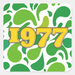 Pegatina Cuadrada Impresión metalizado de la época 1977