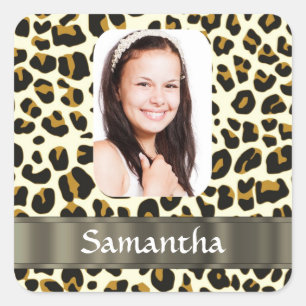 Pegatina Cuadrada Impresión personalizada de leopardo