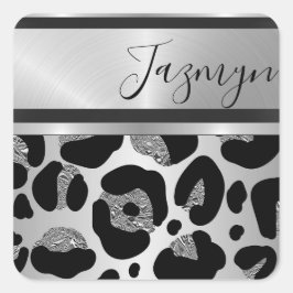 Pegatina Cuadrada Impresión personalizada sobre Safari de Leopardo d
