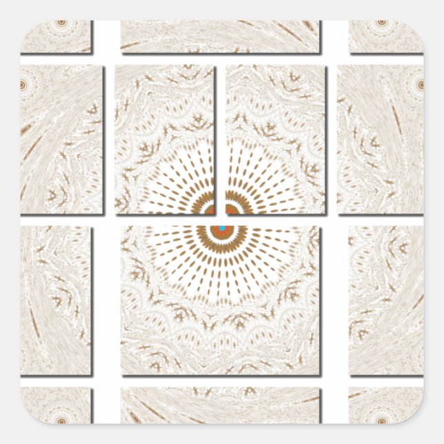 Pegatina Cuadrada Impresión tradicional africana de arte musulmán. (Anverso)