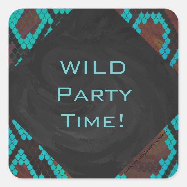 Pegatina Cuadrada Impresión Verde azulada y marrón de serpientes de  (Anverso)