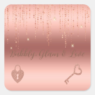 Pegatina Cuadrada Impresionante cascada de confetti de oro Rosa