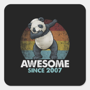 Pegatina Cuadrada Impresionante desde 2007 Dabbing Panda 13º cumplea