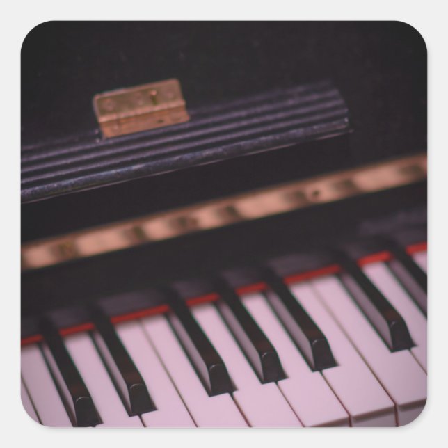 Pegatina Cuadrada Impresionante diseño de piano (Anverso)