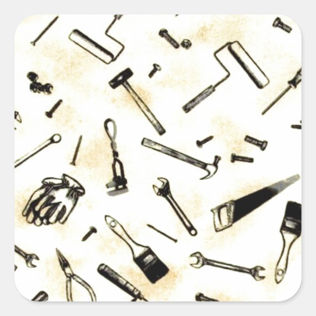 Pegatina Cuadrada Impresionante imagen fotográfica de herramientas d (Anverso)