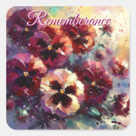 Pegatina Cuadrada Impresionante pintura con flores de Maroon Pansies
