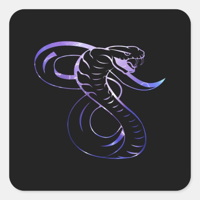 Pegatina Cuadrada Impresionante Serpiente Rey Cobra (Anverso)