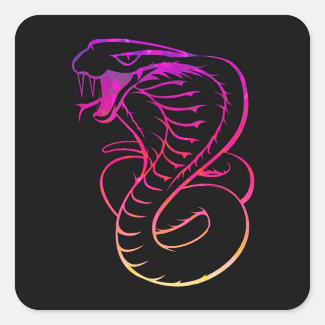 Pegatina Cuadrada Impresionante Serpiente Rey Cobra (Anverso)