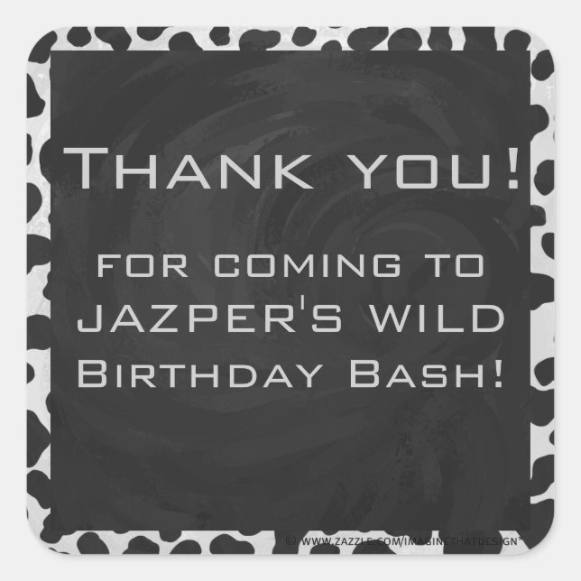 Pegatina Cuadrada Impresiones dálmatas en blanco y negro (Anverso)