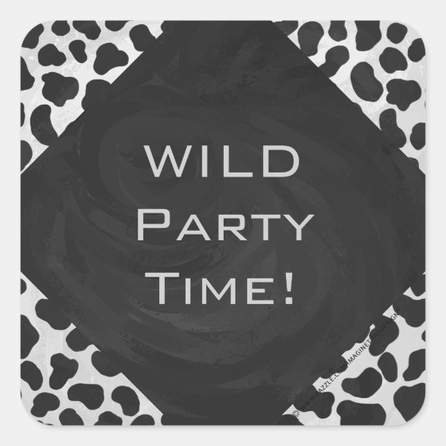 Pegatina Cuadrada Impresiones dálmatas en blanco y negro (Anverso)