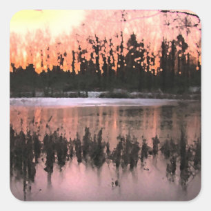 Pegatina Cuadrada Impresiones del atardecer