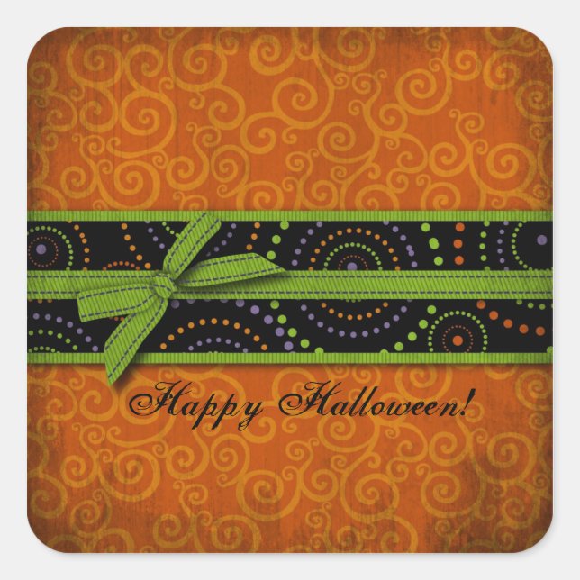 Pegatina Cuadrada Impresiones divertidas de Halloween (Anverso)